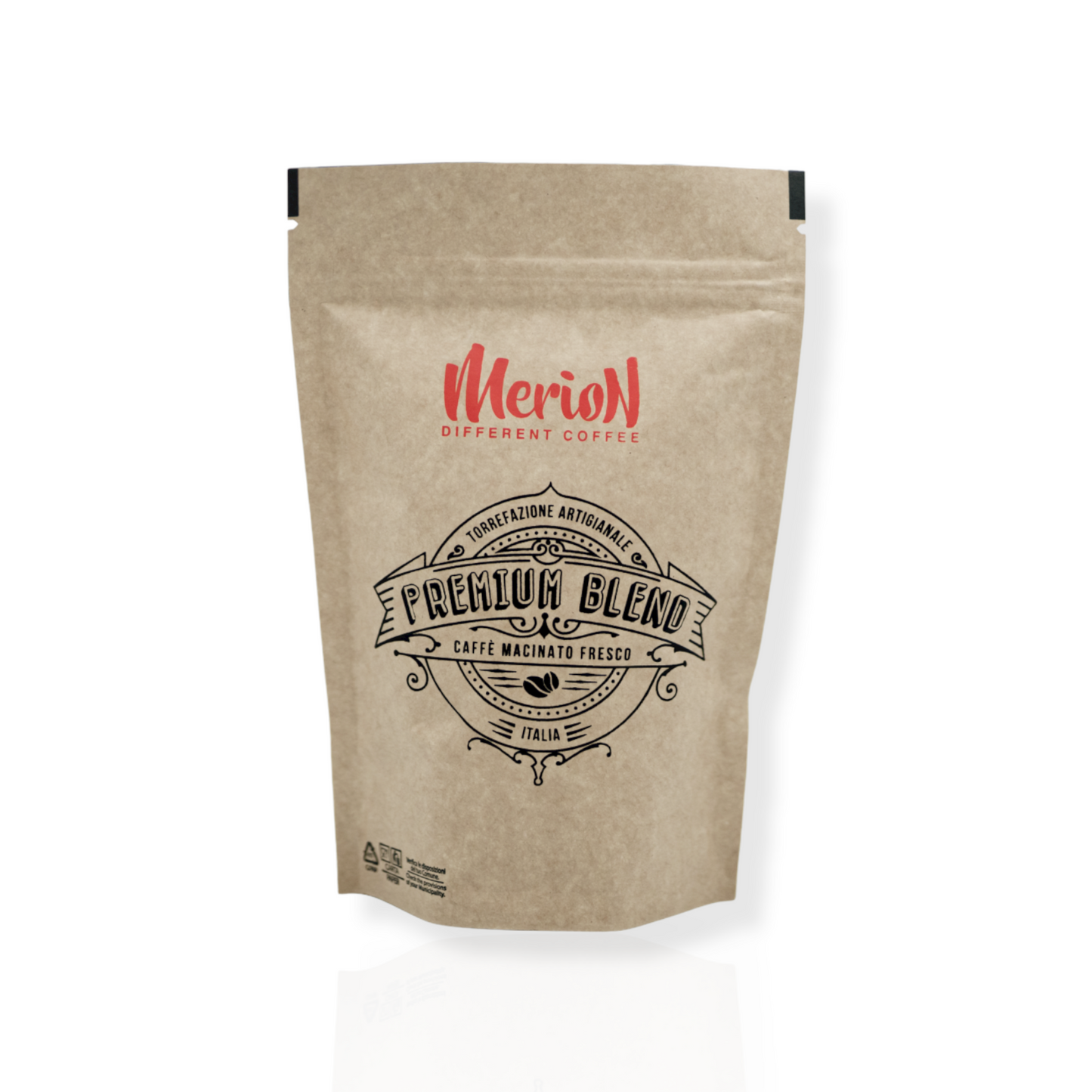 Merion Different Coffee Premium Blend Macinato Moka 250 Grammi Front